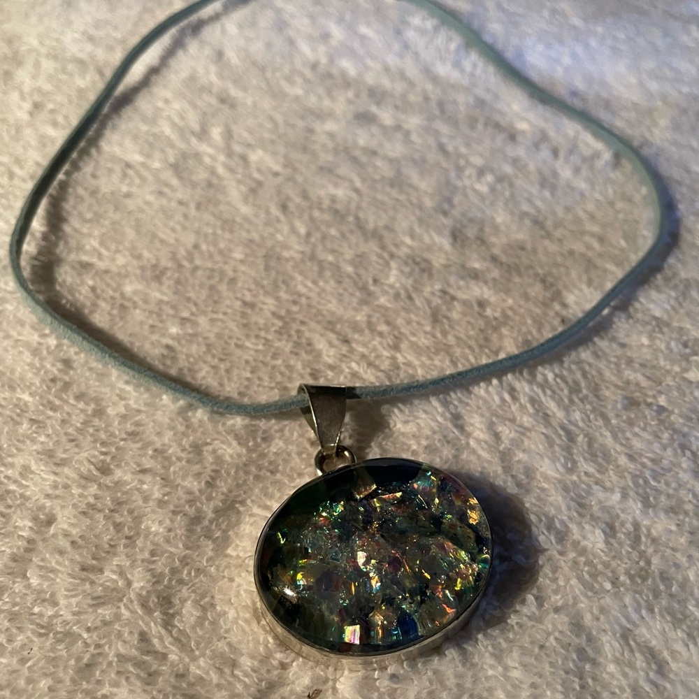 Galaxy Pendant Necklace in Pink and Blue
